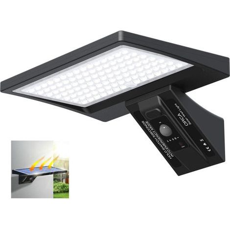 Lampe solaire extérieure 5200mAh – 104 LED – Détecteur de mouvement 150° jusqu'à 10m – IP65 – Éclairage mural LED de sécurité - 5200mAhLumi (1/5)