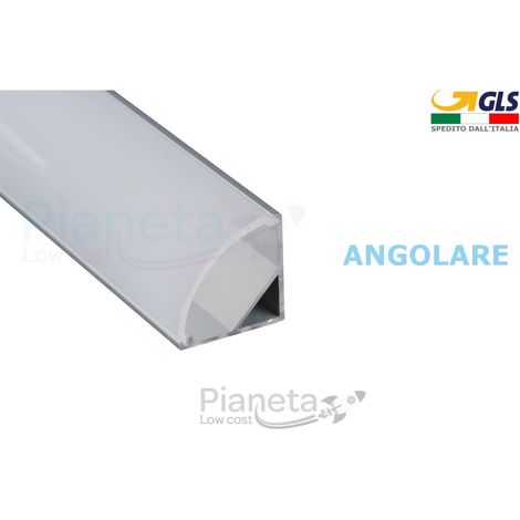 Profilo Alluminio 2M per Strisce Strip LED Barra Rigida ANGOLARE Copertura Opaco (1/5)