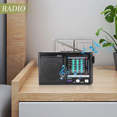 Radio AM/FM portatile a batteria, dispositivo elettronico durevole per viaggi, campeggio, auto, camera da letto, uso esterno, casa (1/4)