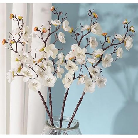 Lot de 4 branches de prunier artificielles blanches de 40,6 cm pour vase, bouquet, maison, bureau, décoration de mariage (blanc) (1/5)