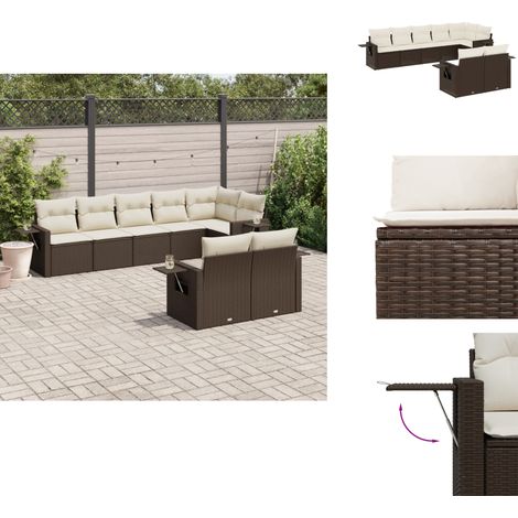 8-tlg. Garten-Sofagarnitur mit Kissen Braun Poly Rattan - Gartensorte - Gartenmöbel Set - PE-Rattan Möbel - Outdoor Lounge - Balkonmöbel (1/5)