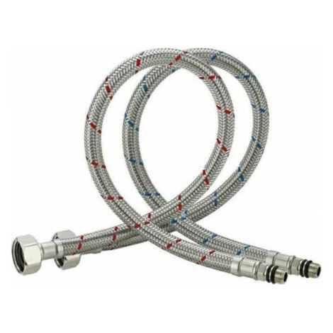 Raccordement flexible 80 cm en acier inoxydable 304 – Résistance à la corrosion – Débit 28 litres/min – Pour robinets eau chaude et froide (1/5)