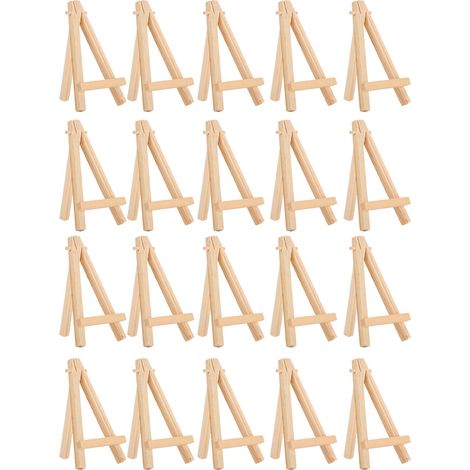 20 Pièces Mini Supports d'Exposition en Bois Naturel pour Art et Décoration, Étagères A-Frame (1/5)