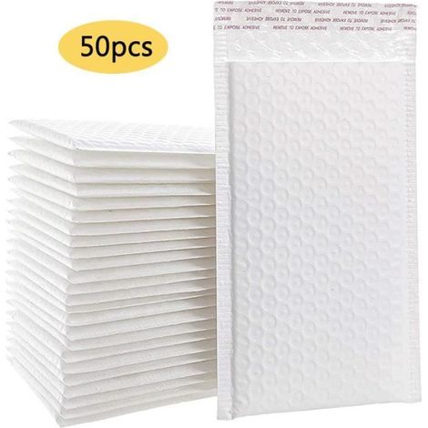 50 Enveloppe Bulle Matelassée Pochette Bulle Petite 18x25 cm Enveloppes Bulles pour Emballage Expédition Auto-Scellant,Blanc (1/4)