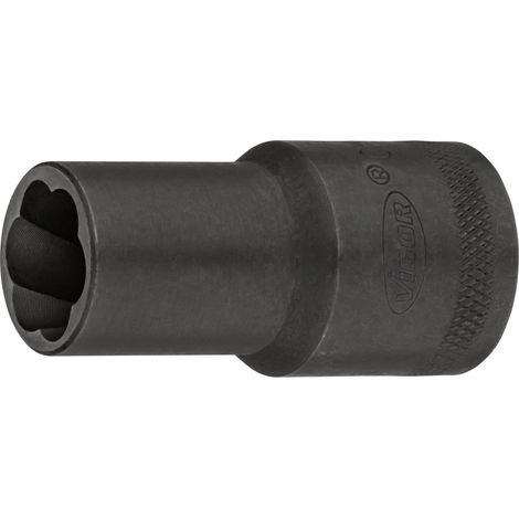 VIGOR Spiralnutenausdreher-Einsatz, 1/2 (12,5 mm) Vierkant hohl, Außen Schraubenausdreher Profil, SW 14 mm (1/4)