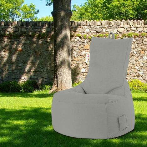 Pouf poire extérieur gris avec poches latérales ARTA (1/3)
