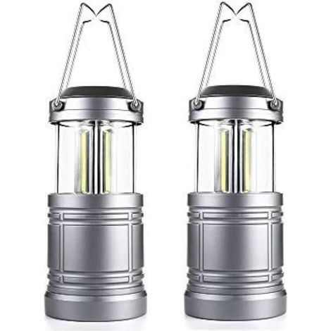 Lot de 2 lanternes de camping à LED, lanternes suspendues à piles - Kit de survie pour ouragan, urgence, tempête, panne de courant (1/3)