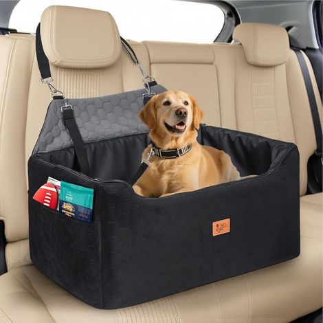 Panier Chien Voiture, Siege Auto Chien avec Mousse à Mémoire de Forme, Housse Amovible Lavable, Ceinture de Sécurité, Siege Auto pour Chiens de Taille Moyenne et Grande Jusqu'à 55 kg, 78x55x53cm (1/5)
