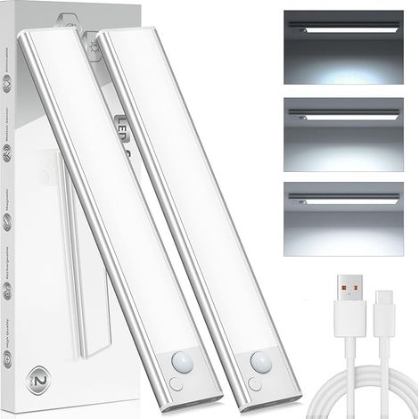 Schrankbeleuchtung Unterbauleuchte Küche LED Lampe - 20cm Bewegungsmelder Licht Akku Schrank Beleuchtung - Batterie Leuchte Schranklicht Lichtleiste Kabellos Leiste Küchen USB Light Aufladbar Dimmbar (1/5)