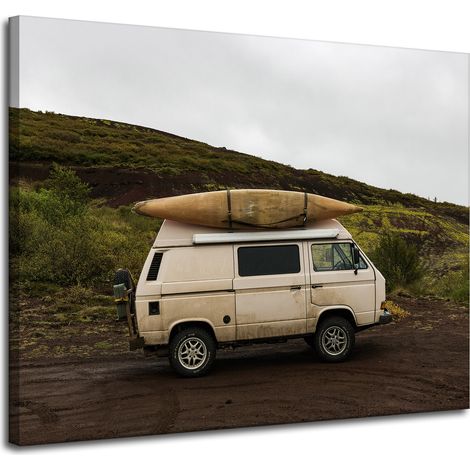 Leinwanddruck Vintage-Wohnmobilreise 100x80 cm