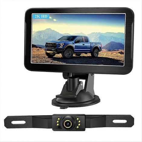 Sistema de asistencia en el automóvil 2K para automóvil, cámara de recuperación de gran ángulo de 150°, monitor de automóvil con imagen neta. (1/5)