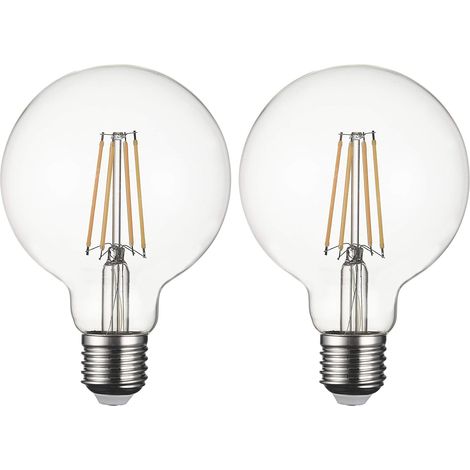2er-Pack – E27 G95 Filament LED – Flimmerfrei – 40W, 850 lm – Gelb warm 2200 K – Nicht dimmbar