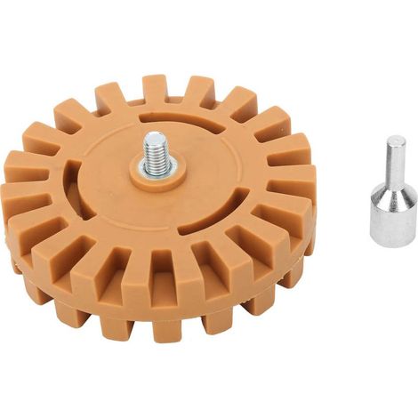 Strumento rapido per la rimozione di lucidature, disco abrasivo in gomma a grana fine da 100 mm (4") con superficie liscia, ideale per rimuovere adesivi e altri residui dal vetro. (1/5)