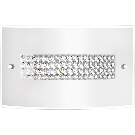 Merano Cornwall Applique 2 Lumières Chrome Aluminium Verre Blanc, Cristal LED E27