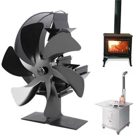 Ventilateur thermique en forme de lune pour cheminée à bois, idéal pour la pêche sur glace et le camping (noir) (1/5)