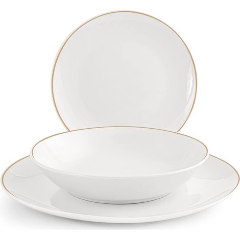 18 pièces de vaisselle Grenoble en porcelaine en forme de coupe, fil d’or (1/5)