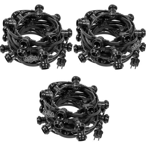 Guirlande Guinguette Professionnelle IP65 30m Noire Raccordable - Guirlande Lumineuse pour ampoule E27 90 Douilles - Guirlande Guinguette Extérieure pour Terrasse Jardin Bar (1/5)