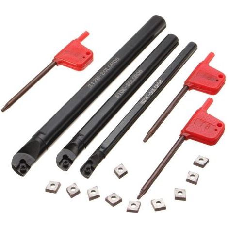 Applicable Support de Tour CNC Pour Outil de Tournage Barre D'alésage 3 Pièces S07K-SCLCR06 S10K-SCLCR06 S12M-SCLCR06 + 10 Inserts CCMT0602+3Clés de Tour DZ09 (1/3)