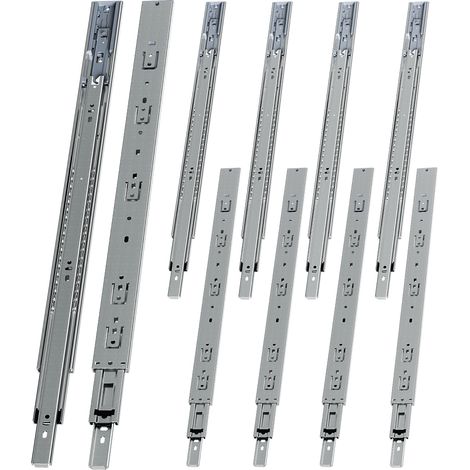 Randaco 5 Paar Schubladenschienen 600 mm Vollauszug, 3-teilig, Softclose mit Selbsteinzug, 45 kg Tragkraft, Schubladenauszug aus Stahl (1/5)