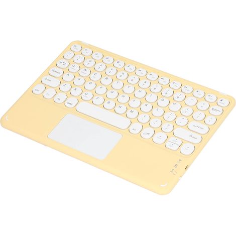 Clavier sans fil tactile, touches rondes, design ergonomique, ultra-fin, pour tablettes et ordinateurs portables, jaune