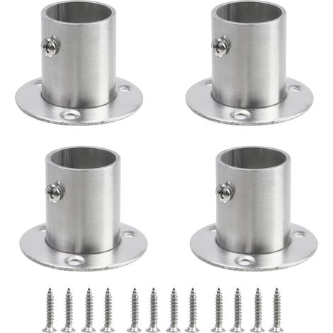 Un ensemble de 4 supports en acier inoxydable avec brides, 25 mm, pour fixer la tringle à rideau de douche.