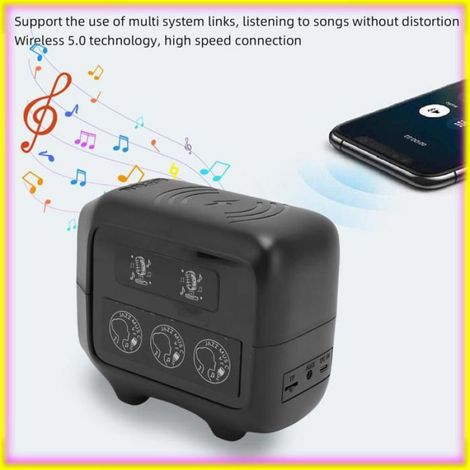 keenso haut-parleur portable Haut-parleur 5.0 avec chargeur sans fil, 15W, HiFi, Portable, réveil informatique haut-parleur Noir (1/5)