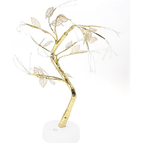 Arbre Lumineux DIY 72 LED Feuilles Dorées Artificielles Lampe USB ou Piles pour Maison Fête Anniversaire Déco Noël (1/5)