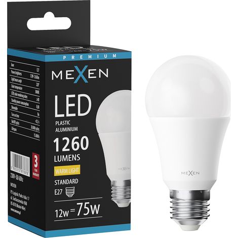 Mexen Nova Bombilla LED E27, A60, 12W, C谩lida - 3000K, 1260 lm - L100-E27-1230-01 (1/5)
