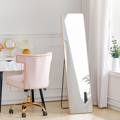 Modern Home Gold Rectangular Metal Floor Mirror 37cm W x 147cm H (1/5)