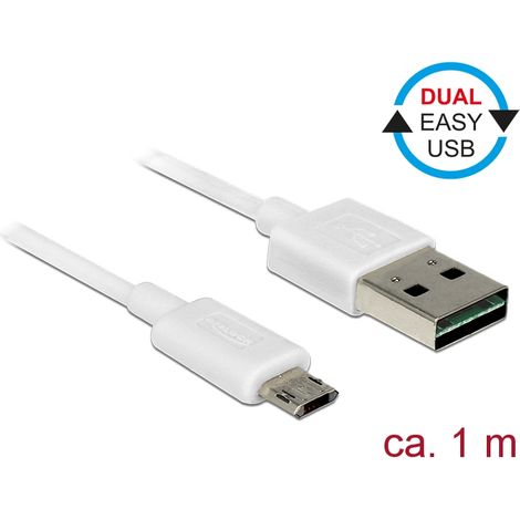 Delock cable easy usb 2.0-a  easy micro-b macho/macho blanco 1 m
