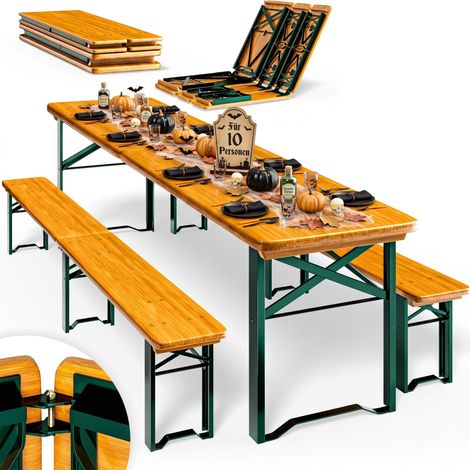 CASARIA Conjunto Mesa Jardín Exterior y Bancos Madera Plegables 220Cm 1er Set (de) (1/5)
