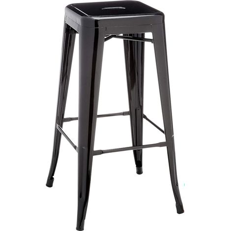 Taburete metal negro pack 4 unidades