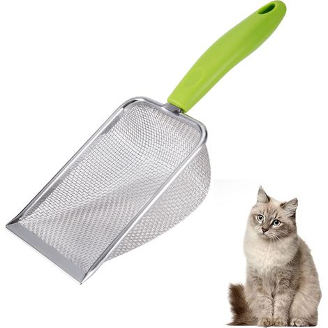 1 cuillère à litière pour chat, manche long, bord tranchant, zone tamisée, conception ergonomique, pour bac à litière (1/5)