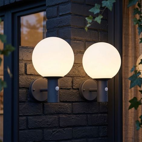 2x LED Außen-Wandleuchte Außenlampe Bewegungsmelder Anthrazit Edelstahl H 37 cm (1/5)