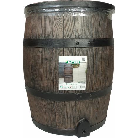 Wassertank - NATUR - Regenwasserfass mit Holzoptik - Kapazität 120L - Braun - 50,5x66 cm (1/3)