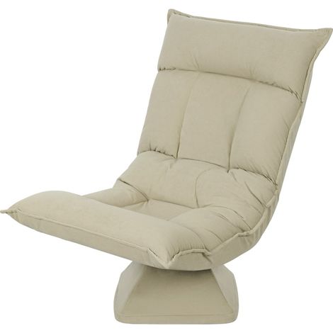 Fauteuil de sol pivotant 360° avec dossier réglable en 5 positions, fauteuil pliant rembourré beige pour salon, gaming et lecture (1/5)