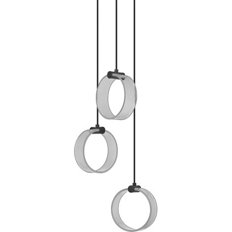 OSRAM Decor Circle Suspension décorative, 3 têtes, PL, 20W, 1300lm, 3000K/4200K/6500K, blanc chaud/froid/lumière du jour, interrupteur Click-CCT, IP20, plastique, noir, LED non interchangeable (1/5)