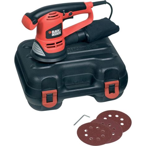 Ponceuse Excentrique Filaire 480W BLACK+DECKER (Livrée avec Coffret + 3 Abrasifs) - KA191EK-QS (1/4)