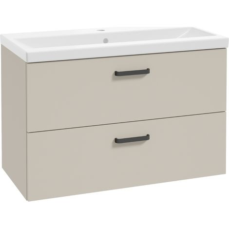 Meuble De Salle De Bain Avec Lavabo - Couleur Cachemire - 80 X 40 Cm - Meuble Suspendu - Design Moderne (1/4)