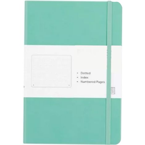 Carnet A5 vert couverture en cuir PU lisse, anti-bavure, marque-page ruban, points pour école bureau famille voyage (1/5)