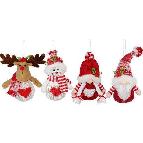 Pendent Decoration Fenetre Noel 4pcs Personnage Sans Visage Barbe Bonhomme Neige Renne Poupée Tissu Créative (1/2)