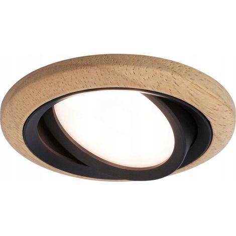 Lanati spot encastré noir mat chêne huilé 6W (1/3)