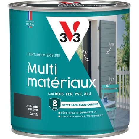Peinture extérieure Multi-matériaux V33 Anthracite RAL 7016 Satin 0,5L