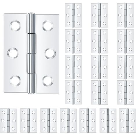 Hinge - Stainless Steel - 2 Inch - 6 Hole Mounting - For Cabinets Doors Boxes Windows Toolboxes Wooden Crates Jewelry Cases - 20 Pcs (1/5)