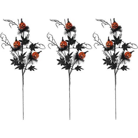 Künstliche schwarze Kürbiszweige für Halloween (3er-Set) (1/5)