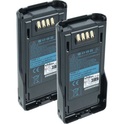 vhbw 2x Akku Ersatz für Kenwood KNB-L2M, KNB-L2, KNB-L1, KNB-LS5, KNB-L3M, KNB-LS6, KNB-L3 für Funkgerät, Walkie Talkie (2000 mAh, 7,4 V, Li-Ion)