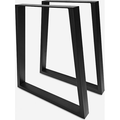 Set 2 gambe per piano tavolo forma trapezoidale in metallo nero Flare