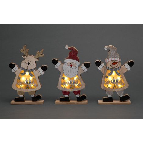 3 Pcs ( 1 Each ) LED Wooden Christmas Tree Hanging Decoration Craft Ornaments (1/4)