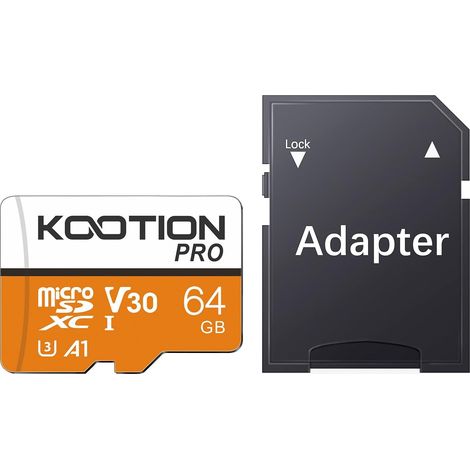 Carte SD 64 Go Micro SD Carte Mémoire UHS-I Vitesse jusqu'à 90 mo/s,TF Micro SDXC, T-Flash A1 V30, U3 pour Drone/Dash Cam/Camera/Phone/Nintendo-Switch/PC/Tablet (1/5)