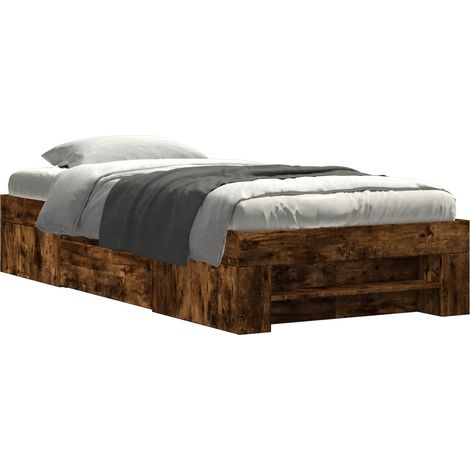 Maison Exclusive - Cadre de lit avec rangement avec tiroir Chêne fumé 80 x 200 cm (1/5)